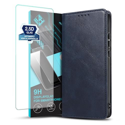 LBH Handyhülle Smartphone-Hülle für Samsung Galaxy S20 FE mit 9H Displayglas Klapphülle Magnetverschluss Kartenfächer Geldfach Standfunktion Case Etui Rundumschutz Schutzhülle Blau von LBH