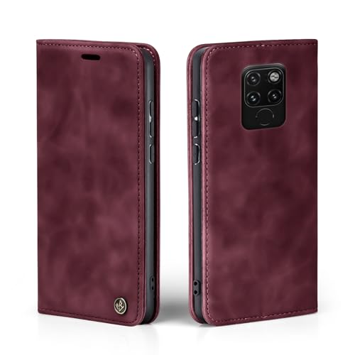 LBH Handyhülle für Huawei Mate 20 in Weinrot mit Karten- und Geldfach Smartphone Hülle mit Standfunktion Flip Case Schutzhülle Magnetverschluss Vintage von LBH