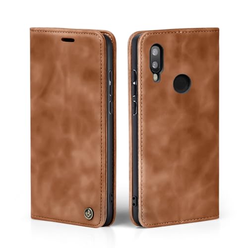 LBH Handyhülle für Huawei P20 Lite in Hellbraun mit Karten- und Geldfach Smartphone Hülle mit Standfunktion Flip Case Schutzhülle Magnetverschluss Vintage von LBH