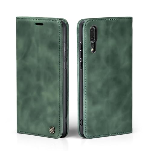 LBH Handyhülle für Huawei P20 in Türkis Grün mit Karten- und Geldfach Smartphone Hülle mit Standfunktion Flip Case Schutzhülle Magnetverschluss Vintage von LBH