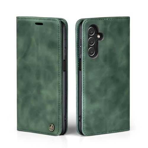 LBH Handyhülle für Samsung Galaxy A05s in Grün mit Karten- und Geldfach Smartphone Hülle mit Standfunktion Flip Case Schutzhülle Magnetverschluss Vintage von LBH
