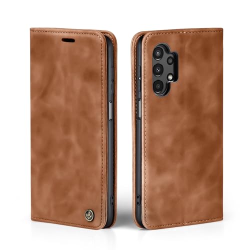 LBH Handyhülle für Samsung Galaxy A13 in Hellbraun mit Karten- und Geldfach Smartphone Hülle mit Standfunktion Flip Case Schutzhülle Magnetverschluss Vintage von LBH