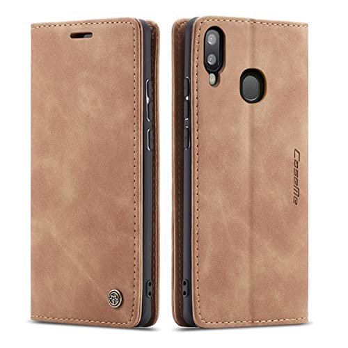 LBH Handyhülle für Samsung Galaxy A20e in Hellbraun mit Karten- und Geldfach Smartphone Hülle mit Standfunktion Flip Case Schutzhülle Magnetverschluss Vintage von LBH