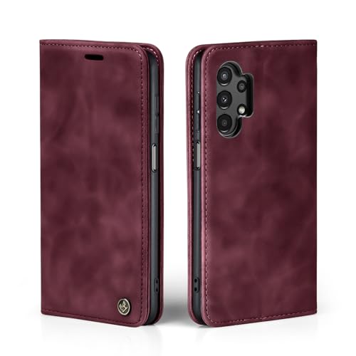 LBH Handyhülle für Samsung Galaxy A23 5G in Weinrot mit Karten- und Geldfach Smartphone Hülle mit Standfunktion Flip Case Schutzhülle Magnetverschluss Vintage von LBH