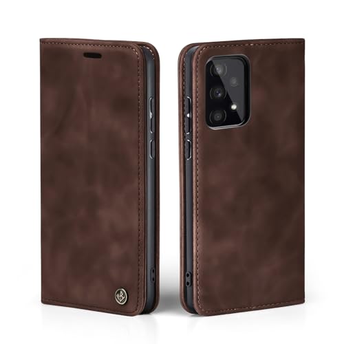 LBH Handyhülle für Samsung Galaxy A33 5G in Dunkelbraun mit Karten- und Geldfach Smartphone Hülle mit Standfunktion Flip Case Schutzhülle Magnetverschluss Vintage von LBH