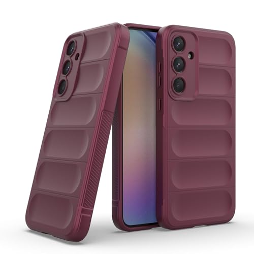 LBH Handyhülle für Samsung Galaxy A35 5G Schutzhülle Case Cover Bumper Anti-Schock Stoßabsorbierende Hülle Robust Stoßfest Kratzfest rutschfest Softgrip Griffzonen GripLine Burgunder Rot von LBH