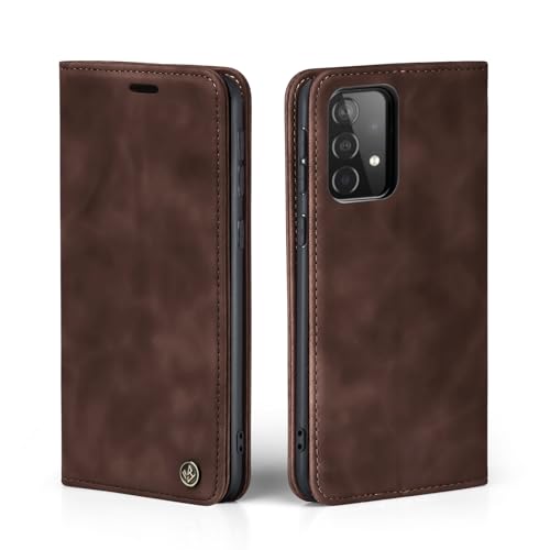 LBH Handyhülle für Samsung Galaxy A53 5G in Dunkelbraun mit Karten- und Geldfach Smartphone Hülle mit Standfunktion Flip Case Schutzhülle Magnetverschluss Vintage von LBH