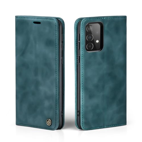 LBH Handyhülle für Samsung Galaxy A53 5G in Petrol Blau mit Karten- und Geldfach Smartphone Hülle mit Standfunktion Flip Case Schutzhülle Magnetverschluss Vintage von LBH