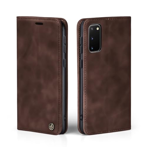 LBH Handyhülle für Samsung Galaxy S20 in Dunkelbraun mit Karten- und Geldfach Smartphone Hülle mit Standfunktion Flip Case Schutzhülle Magnetverschluss Vintage von LBH