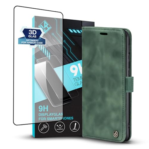 LBH Handyhülle für Samsung Galaxy S21 Ultra 5G in Grün mit Displayglas Karten- und Geldfach Smartphone Hülle mit Standfunktion Flip Case Schutzhülle Magnetverschluss Vintage LBH Handyhülle für Samsung Galaxy S21 Ultra 5G in Grün mit Displayglas Karten- und Geldfach Smartphone Hülle mit Standfunktion Flip Case Schutzhülle Magnetverschluss Vintage von LBH