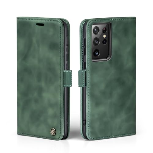 LBH Handyhülle für Samsung Galaxy S21 Ultra 5G in Grün mit Karten- und Geldfach Smartphone Hülle mit Standfunktion Flip Case Schutzhülle Magnetverschluss Vintage LBH Handyhülle für Samsung Galaxy S21 Ultra 5G in Grün mit Karten- und Geldfach Smartphone Hülle mit Standfunktion Flip Case Schutzhülle Magnetverschluss Vintage von LBH