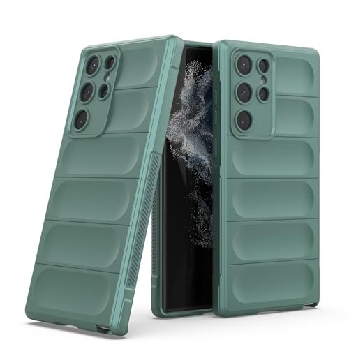 LBH Handyhülle für Samsung Galaxy S22 Ultra Schutzhülle Case Cover Bumper Anti-Schock Stoßabsorbierende Hülle Robust Stoßfest Kratzfest rutschfest Softgrip Griffzonen GripLine Grün von LBH