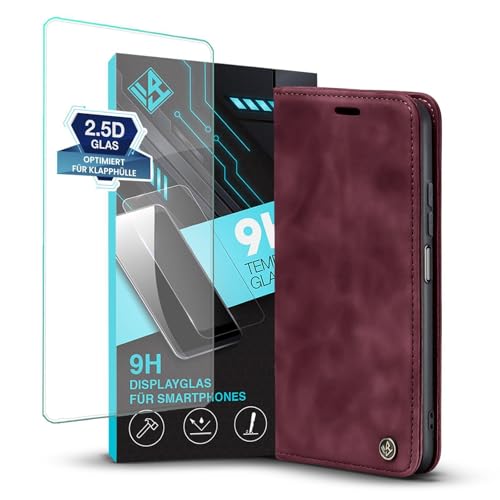 LBH Handyhülle für Xiaomi 11T / 11T Pro in Weinrot mit Displayglas Karten- und Geldfach Smartphone Hülle mit Standfunktion Flip Case Schutzhülle Magnetverschluss Vintage LBH Handyhülle für Xiaomi 11T / 11T Pro in Weinrot mit Displayglas Karten- und Geldfach Smartphone Hülle mit Standfunktion Flip Case Schutzhülle Magnetverschluss Vintage von LBH