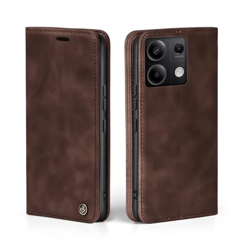 LBH Handyhülle für Xiaomi Redmi Note 13 Pro 5G in Dunkelbraun mit Karten- und Geldfach Smartphone Hülle mit Standfunktion Flip Case Schutzhülle Magnetverschluss Vintage von LBH