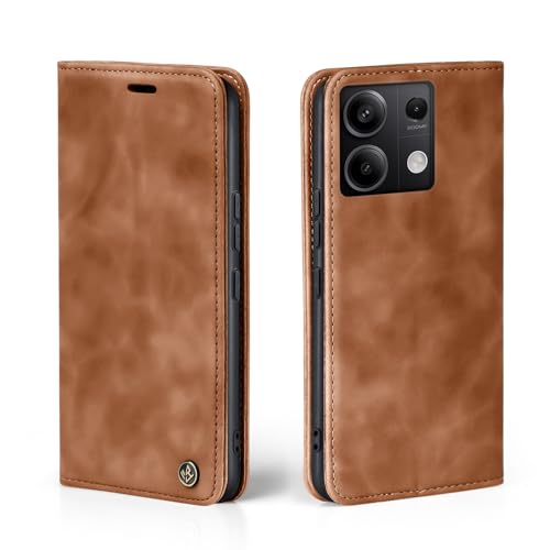 LBH Handyhülle für Xiaomi Redmi Note 13 Pro 5G in Hellbraun mit Karten- und Geldfach Smartphone Hülle mit Standfunktion Flip Case Schutzhülle Magnetverschluss Vintage von LBH