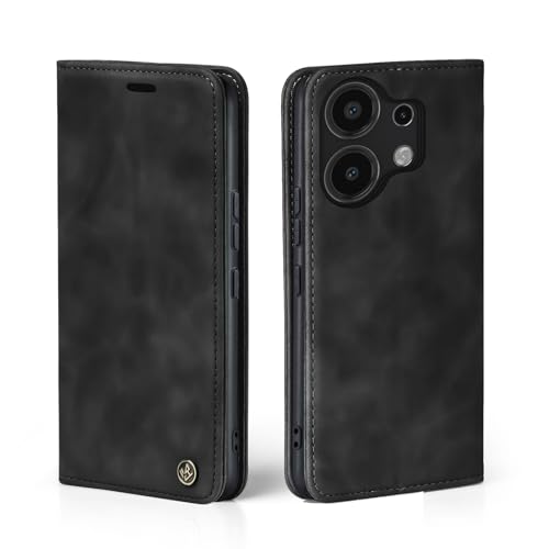 LBH Handyhülle für Xiaomi Redmi Note 13 Pro in Schwarz mit Karten- und Geldfach Smartphone Hülle mit Standfunktion Flip Case Schutzhülle Magnetverschluss Vintage von LBH
