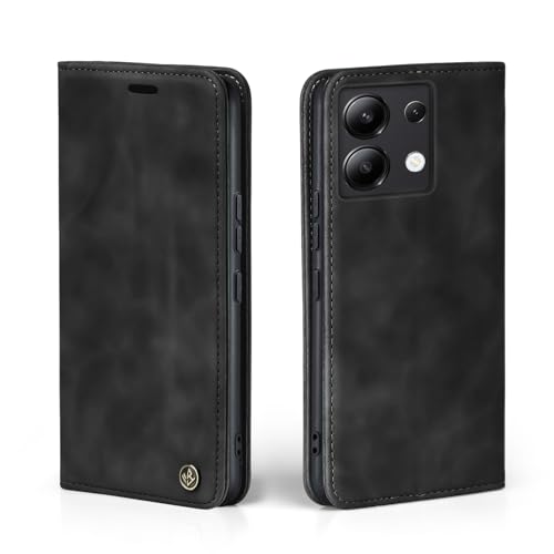 LBH Handyhülle für Xiaomi Redmi Note 13 in Schwarz mit Karten- und Geldfach Smartphone Hülle mit Standfunktion Flip Case Schutzhülle Magnetverschluss Vintage von LBH