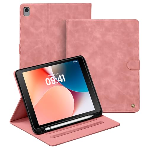 LBH Tablethülle für iPad 5/6/Air 1/Air 2 9.7 Zoll in Rosa Auto Sleep Wake Standfunktion Mehrfachwinkel Magnetverschluss Edel Vintage Retro Tabletcover von LBH