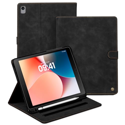 LBH Tablethülle für iPad Pro/iPad Air 3 10.5 Zoll in Schwarz Auto Sleep Wake Standfunktion Mehrfachwinkel Magnetverschluss Edel Vintage Retro Tabletcover von LBH