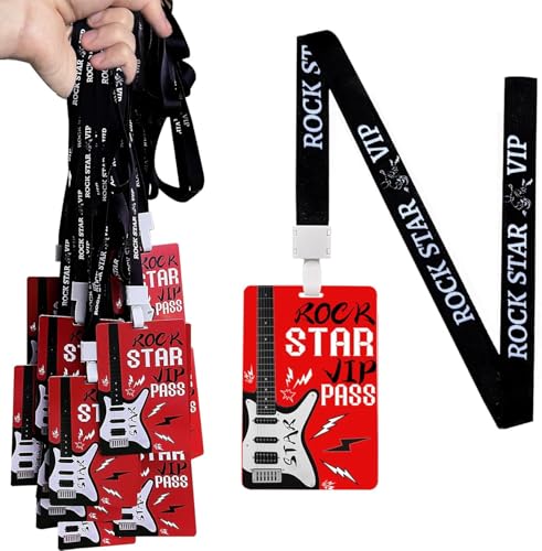 Rockstar-Party-Abzeichen, PVC-Karte und Rolle, Partyabzeichen, Rockstar-VIP-Pass-Umhängebänder für Rockstar-Themen-Geburtstagsparty, 50 Stück Rockstar-Party-Abzeichen, PVC-Karte und Rolle, Partyabzeichen, Rockstar-VIP-Pass-Umhängebänder für Rockstar-Themen-Geburtstagsparty, 50 Stück von LBLNUGURI