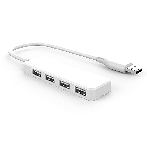 USB-Hub, 4-Port USB 2.0 Hub Ultra Slim Portable USB Splitter für iMac Pro, MacBook Air, Mac Mini Pro, Surface Pro, Notebook PC, Laptop, USB-Flash-Laufwerke, mobile HDD und mehr (weiß) von LBSC