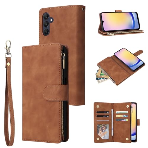 LBYZCASE Schutzhülle für Samsung Galaxy A25 5G mit Kartenfächern, langlebiges Klappetui, Ständer, Magnetverschluss, Leder, Reißverschluss, Geldbörse, Handschlaufe, Schutzhülle für Galaxy A25 (Braun) LBYZCASE Schutzhülle für Samsung Galaxy A25 5G mit Kartenfächern, langlebiges Klappetui, Ständer, Magnetverschluss, Leder, Reißverschluss, Geldbörse, Handschlaufe, Schutzhülle für Galaxy A25 (Braun) von LBYZCASE
