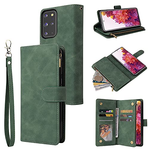 LBYZCASE Schutzhülle für Samsung Galaxy S20 Ultra, Samsung S20 Ultra 5G Brieftaschen-Hülle, luxuriöse Folio-Klapp-Lederhülle, Ständerfunktion, für Samsung Galaxy S20 Ultra (grün) von LBYZCASE