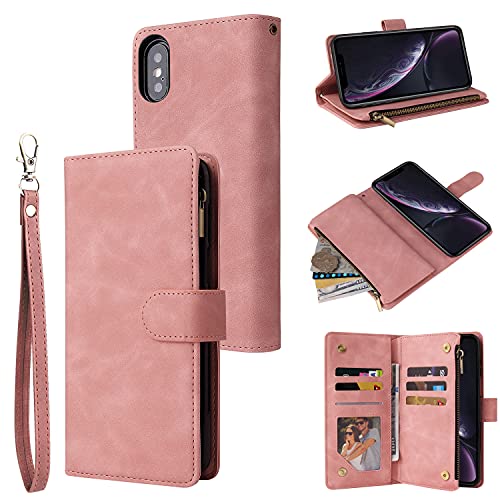 LBYZCASE Schutzhülle für iPhone Xs Max, Luxus-Folio-Klapphülle aus Leder [Reißverschlusstasche] [Magnetverschluss] [Handgelenkschlaufe] [Standfunktion] für Apple iPhone Xs Max 6.5 Zoll (16.5 cm) von LBYZCASE
