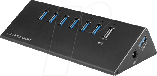 LC-HUB-ALU-2B-7 - USB 3.0 Hub, 6+1-Port, Schwarz, inkl. Netzteil von LC POWER