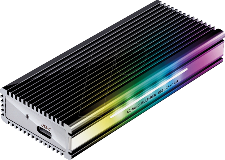 LC-M2-C-MULTIRGB - Externes M.2 SATA/NVMe SSD Gehäuse, RGB, USB 3.1 von LC POWER