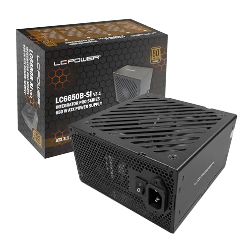 LC-POWER ATX PC Netzteil 650W, PCI-Express 5.1, Zertifikat 80 Plus Bronze, 135mm Lüfter, Integrator Pro Serie LC6650B-SI V3.1, Schwarz von LC-POWER