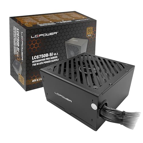 LC-POWER ATX PC Netzteil 750W, PCI-Express 5.1, Zertifikat 80 Plus Bronze, 135mm Lüfter, Integrator Pro Serie LC6750B-SI V3.1, Schwarz von LC-POWER