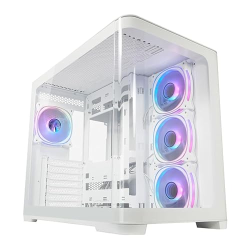 LC-POWER Gaming-Gehäuse 801W Pro-Storm Light – ATX, RGB-Designfront, Seitenteil aus Hartglas, USB-C, 10 Lüfter-Optionen, bis zu 5 HDDs/SSDs von LC-POWER