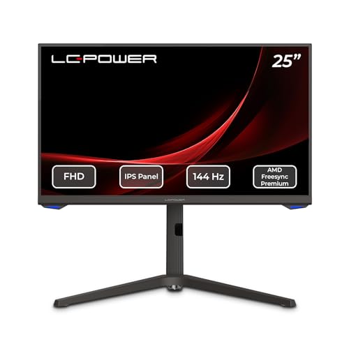LC-POWER LC-M25-FHD-144 24,5 Zoll (62,23 cm) FHD Gaming Monitor(IPS, 1920 x 1080, 144 Hz, 1,07 B Bildschirmfarben, FreeSync, VESA Display, 1 ms, 99% sRGB), schwarz von LC-POWER