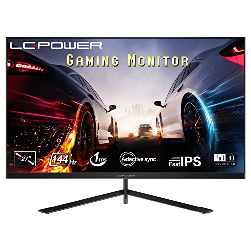 LC-POWER LC -M27-FHD-144 27 Zoll 68,58 cm PC Monitor, IPS, 1920 x 1080, 144 Hz, 1ms, 16: 9, Adaptive Sync, FPS/RTS, GamePlus, VESA von LC-POWER