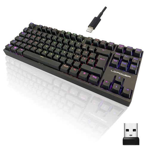 LC-POWER Mechanische Gaming-Tastatur mit TKL-Layout und RGB-Beleuchtung, LC-KEY-MECH-2-RGB-C-W von LC-POWER