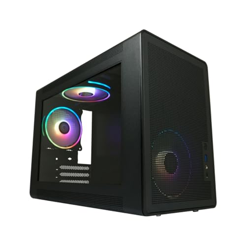 LC-Power Gaming-Gehäuse 716MB Amplified_X – Micro-ATX, 3X 120mm ARGB-Lüfter, Seitenteil aus Hartglas, USB-C 3.2 Gen 1x1, bis zu 4 Lüfter, 3 HDDs/SSDs, praktischer Tragegriff von LC-POWER