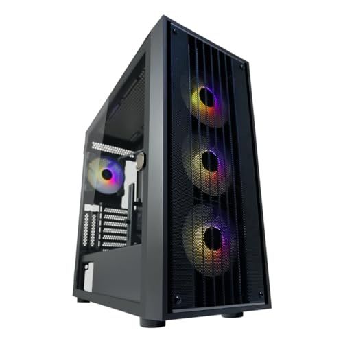 LC-Power Gaming-Gehäuse Gaming 810B Dark_Crawler_X – ATX Midi-Tower mit Mesh-Frontpanel, 4X 120mm ARGB Lüfter, USB-C & 2X USB-A, erweiterbar auf 10 Lüfter, bis zu 7 Festplatten, vertikale PCI-Slots von LC-POWER