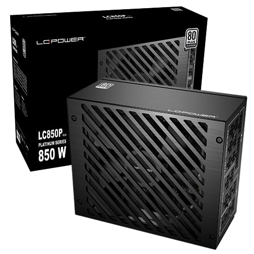 LC-Power Netzteil pc LC850P V3.0 EU Stecker, 850 watt Netzteil, 80 Plus Platinum Zertifiziert, vollmodulares ATX 3.0, unterstützt PCIe 5.0 GPU,135 mm Lüfter,Flachkabel von LC-POWER