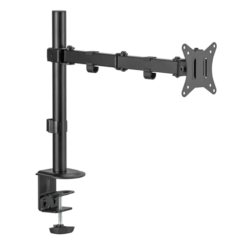 LC-Power Monitor Halterung für 17-32 Zoll Bildschirme, Bildschirm bis zu 9 kg, Einzelarm Ständer Schreibtischklemme Neigbar Schwenkbar Monitorarm, VESA 75/100 mm von LC-POWER