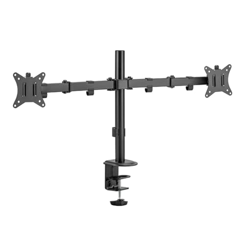 LC-Power Monitor Halterung für 17-32 Zoll Bildschirm bis zu 9 kg, Monitor Arm für 2 Monitore, Höhenverstellbar Schwenkbar Neigbar Bildschirmhalterung für den Schreibtisch, VESA 75x75/100x100 von LC-POWER