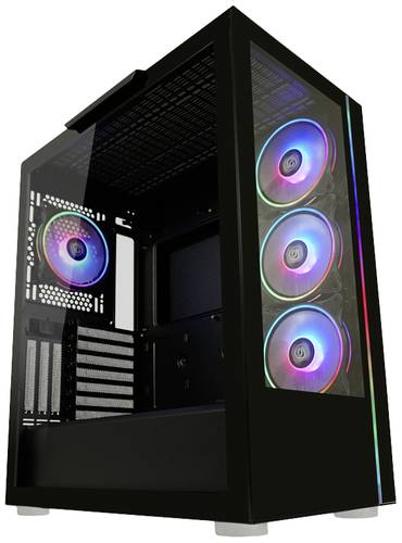 LC Power 808B - Skylla_X Midi-Tower Gaming-Gehäuse Schwarz Seitenfenster, 4 Vorinstallierte LED Lü von LC Power