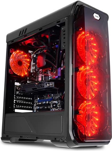 LC Power Gaming 988B Red Typhoon - Midi Tower - ATX - ohne Netzteil - Schwarz, Transparent-Schwarz - USB/Audio (LC-988B-ON) von LC-Power