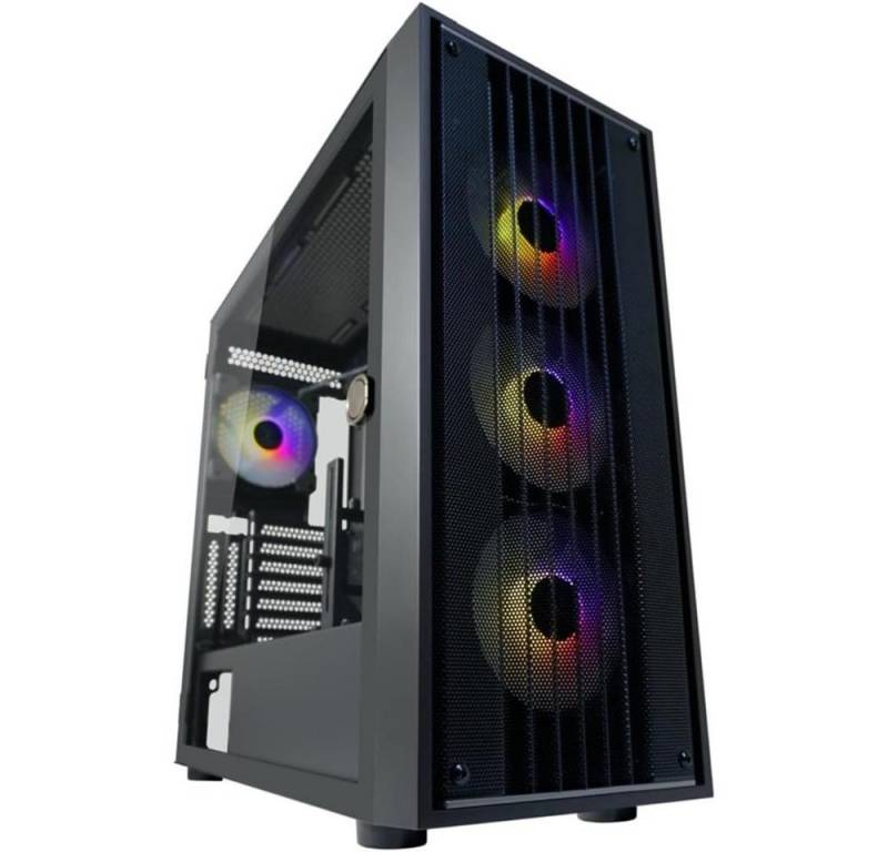 LC-Power Gaming-Gehäuse 810B Dark_Crawler_X, ATX Midi-Tower Gehäuse mit Mesh-Frontpanel, 4X ARGB Lüfter, Schwarz von LC-Power