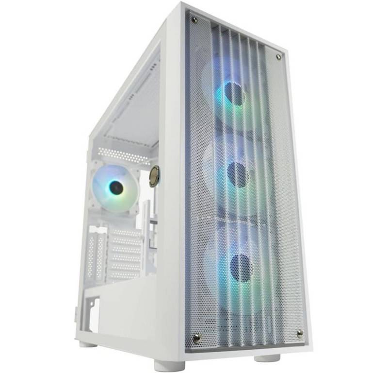 LC-Power Gaming-Gehäuse 810W Bright_Crawler_X, Midi-Tower Gehäuse mit Mesh-Frontpanel, 4x ARGB Lüfter, Weiß von LC-Power
