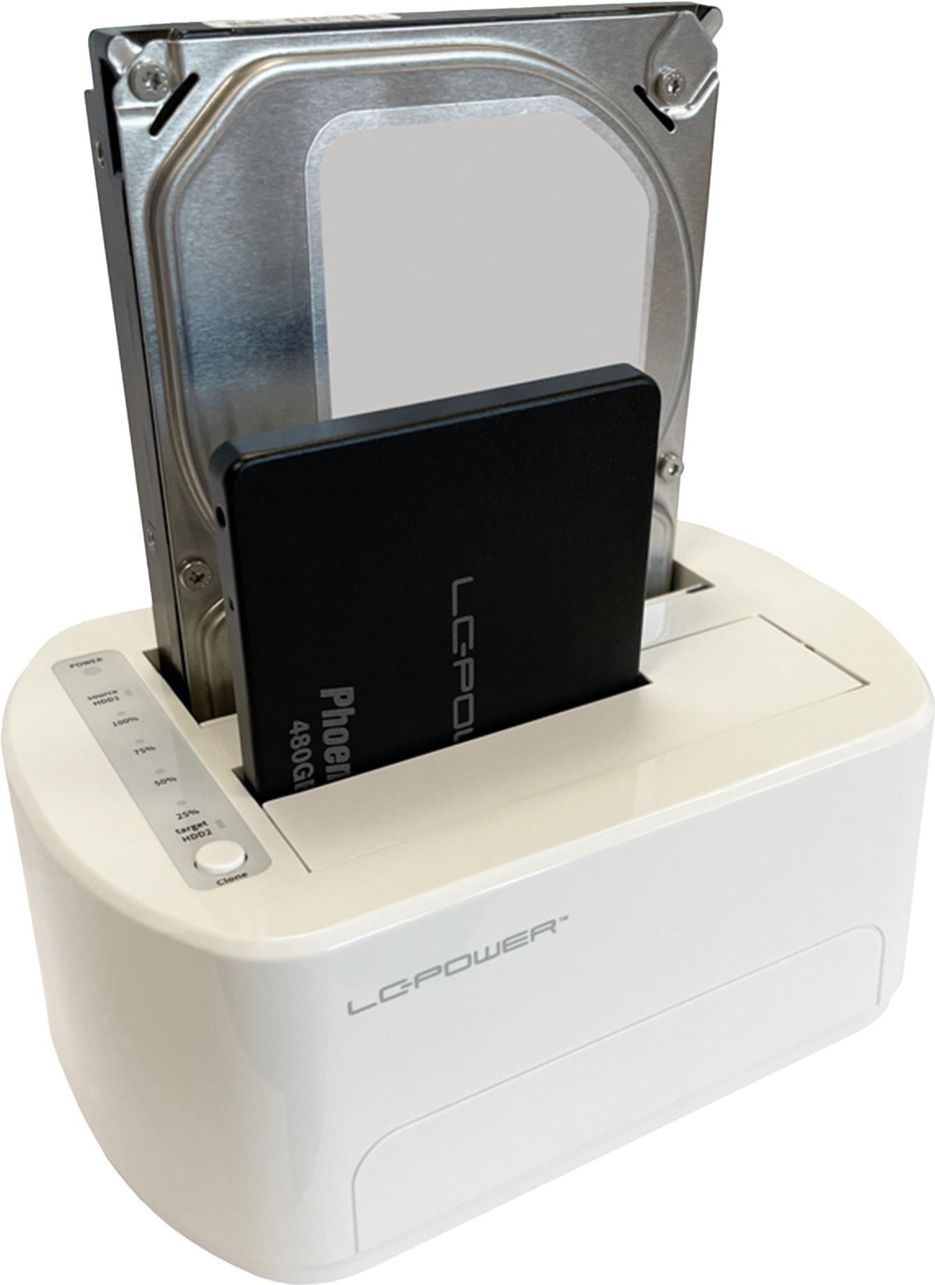 LC Power LC-DOCK-U3-VI - HDD / SSD Dockingstation - 2,5, 3,5 (6,4 cm, 8,9 cm) - 2 Sender/Kanal - SATA - USB 3,2 (Gen 2x1) - weiß, Eierschale (LC-DOCK-U3-VI) von LC-Power