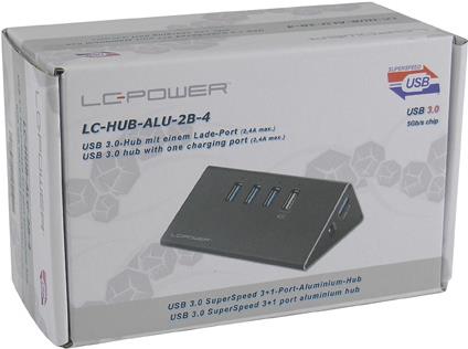 LC Power LC-HUB-ALU-2B-4 - Hub - 3 x SuperSpeed USB3.0 + 1 x SuperSpeed USB3.0 (laden) - Desktop (LC-HUB-2B-4) von LC-Power