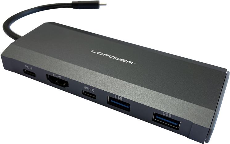 LC-Power LC-HUB-C-MULTI-7-M2 Schnittstellen-Hub USB 3.2 Gen 1 (3.1 Gen 1) Type-C 5000 Mbit/s Anthrazit (LC-HUB-C-MULTI-7-M2) von LC-Power