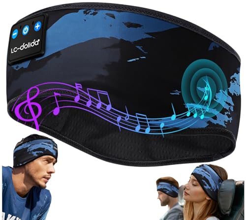 LC-dolida Schlafkopfhörer Bluetooth Kopfhörer Schlafen, Kabellos Sport-Kopfhörer Stirnband 14+ Stunden Lange Spielzeit Leichte Schlafstirnband mit HiFi-Stereo,Ergonomisch Tech Gadgets von LC-dolida