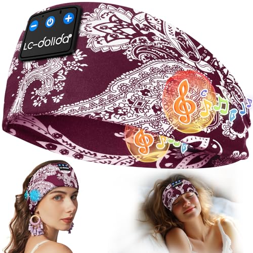 LC-dolida Schlafkopfhörer Bluetooth Stirnband Kopfhörer,Schlaf zum Kopfhörer Bluetooth V5.4 Kopfhörer Kabellos Bluetooth 15+Std Playtime Schlafstirnband mit HiFi-Stereo,Ergonomisch Tech Gadgets von LC-dolida